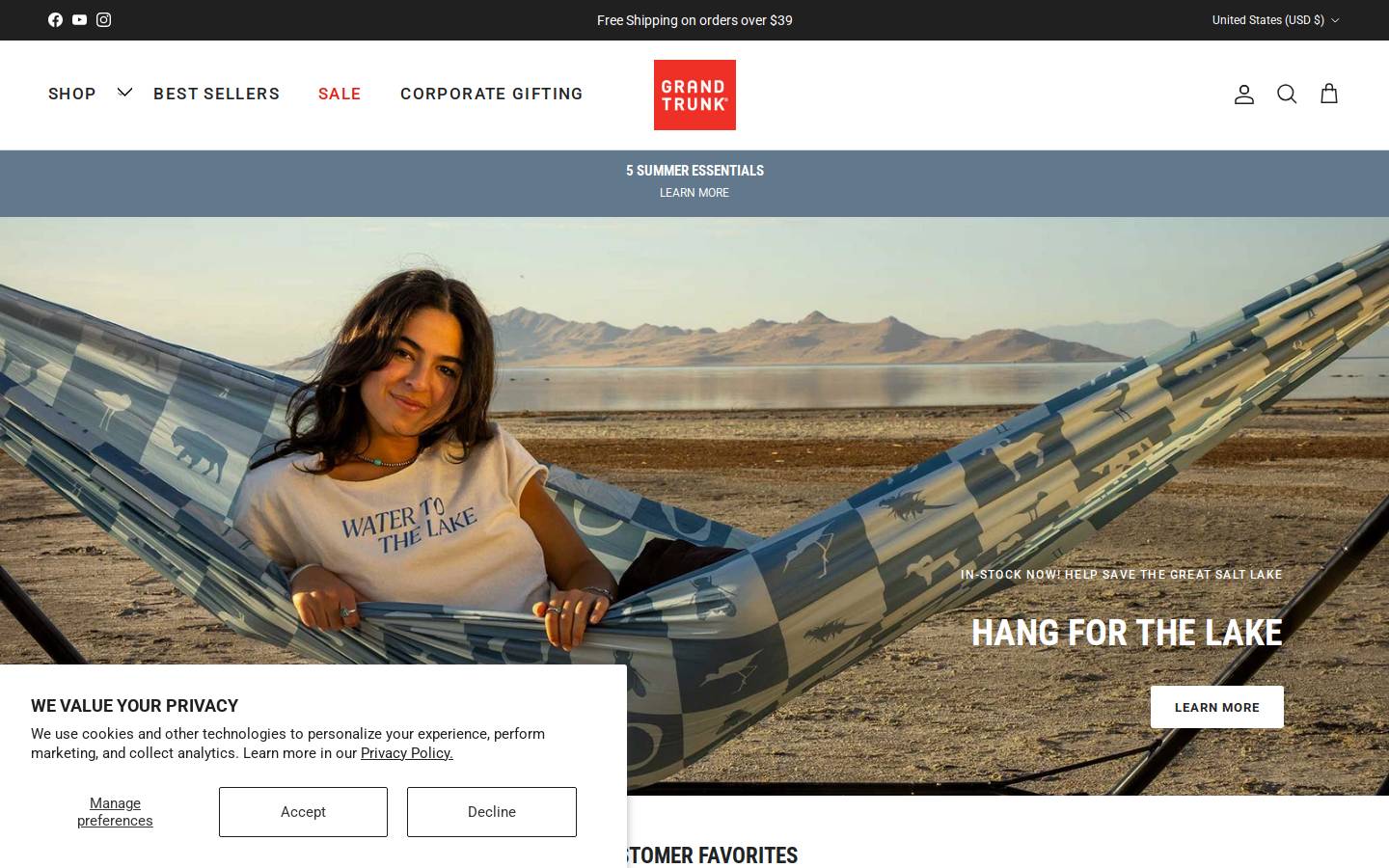 Grand Trunk homepage screenshot