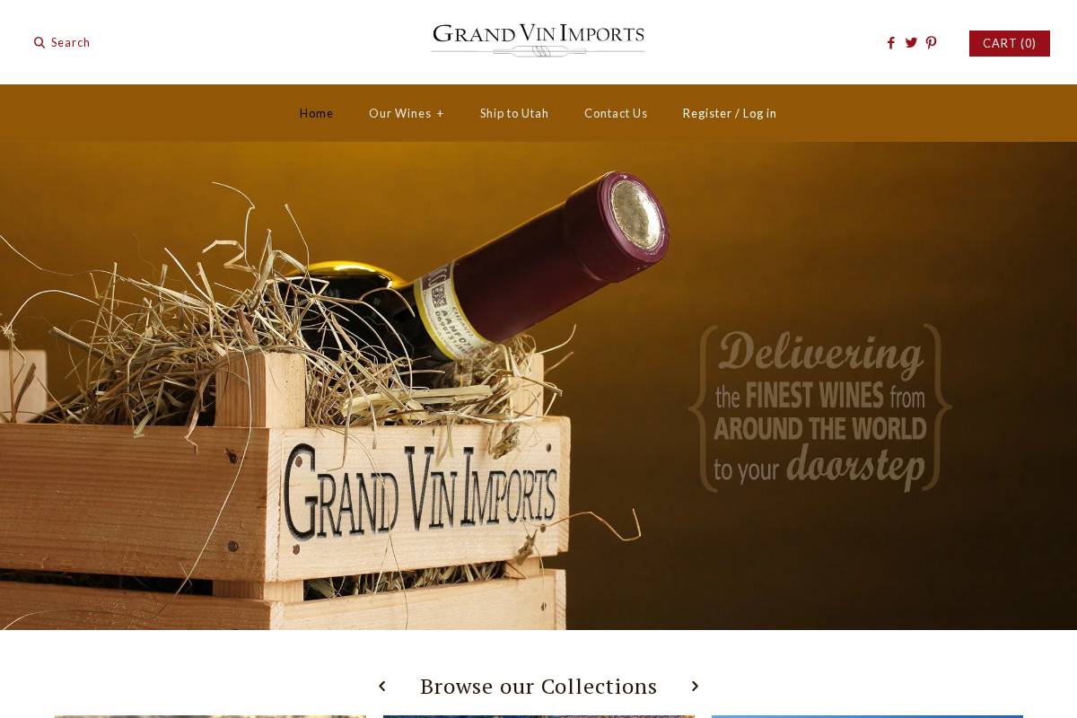 grandvinimports.com homepage screenshot