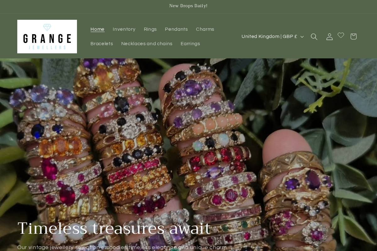 Grangejewellers homepage screenshot