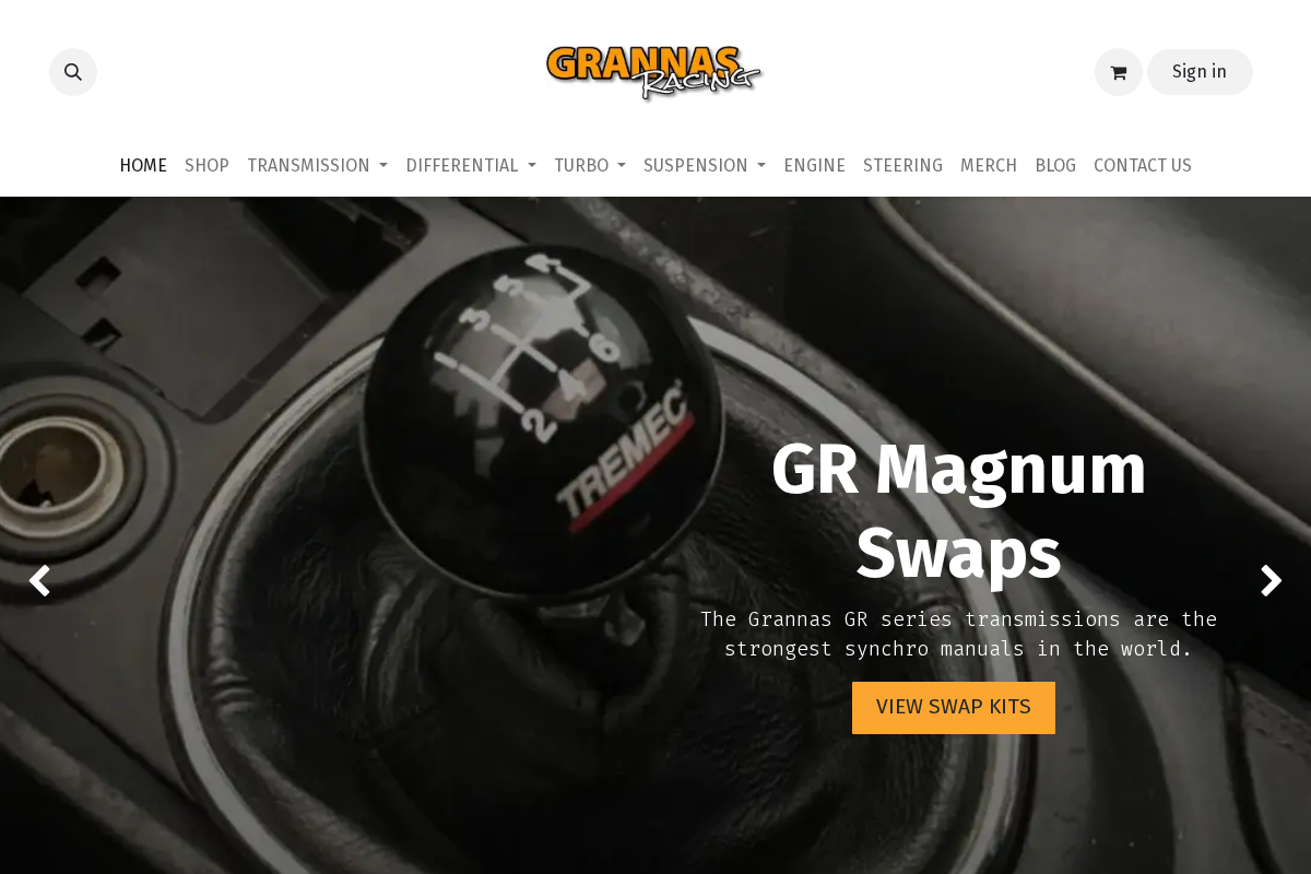 grannasracing.com homepage screenshot