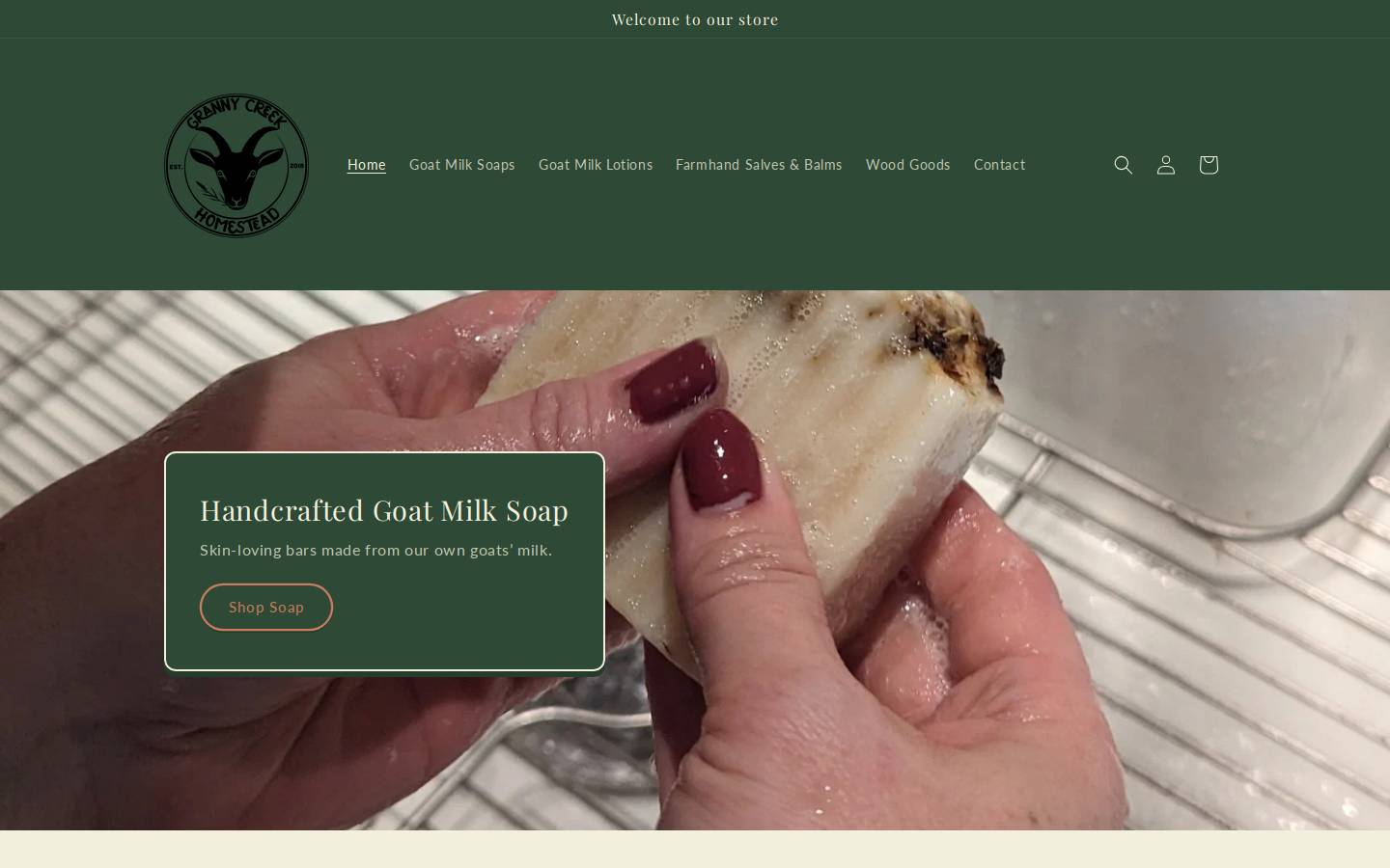 grannycreekhomestead.com homepage screenshot