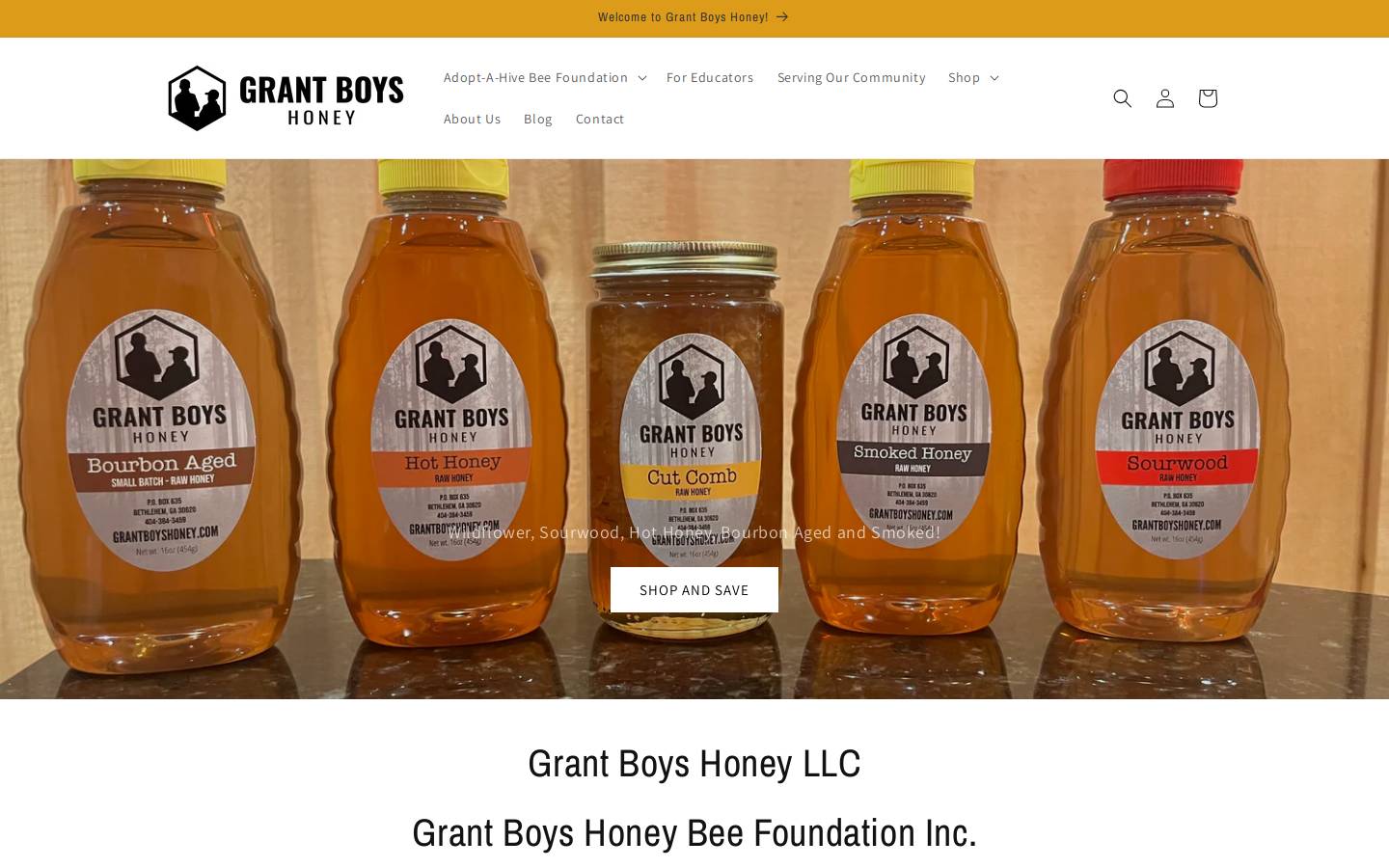 grantboyshoney.com homepage screenshot