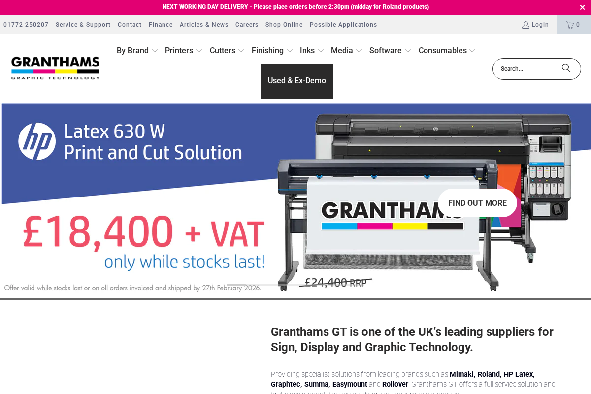 Granthams GT homepage screenshot