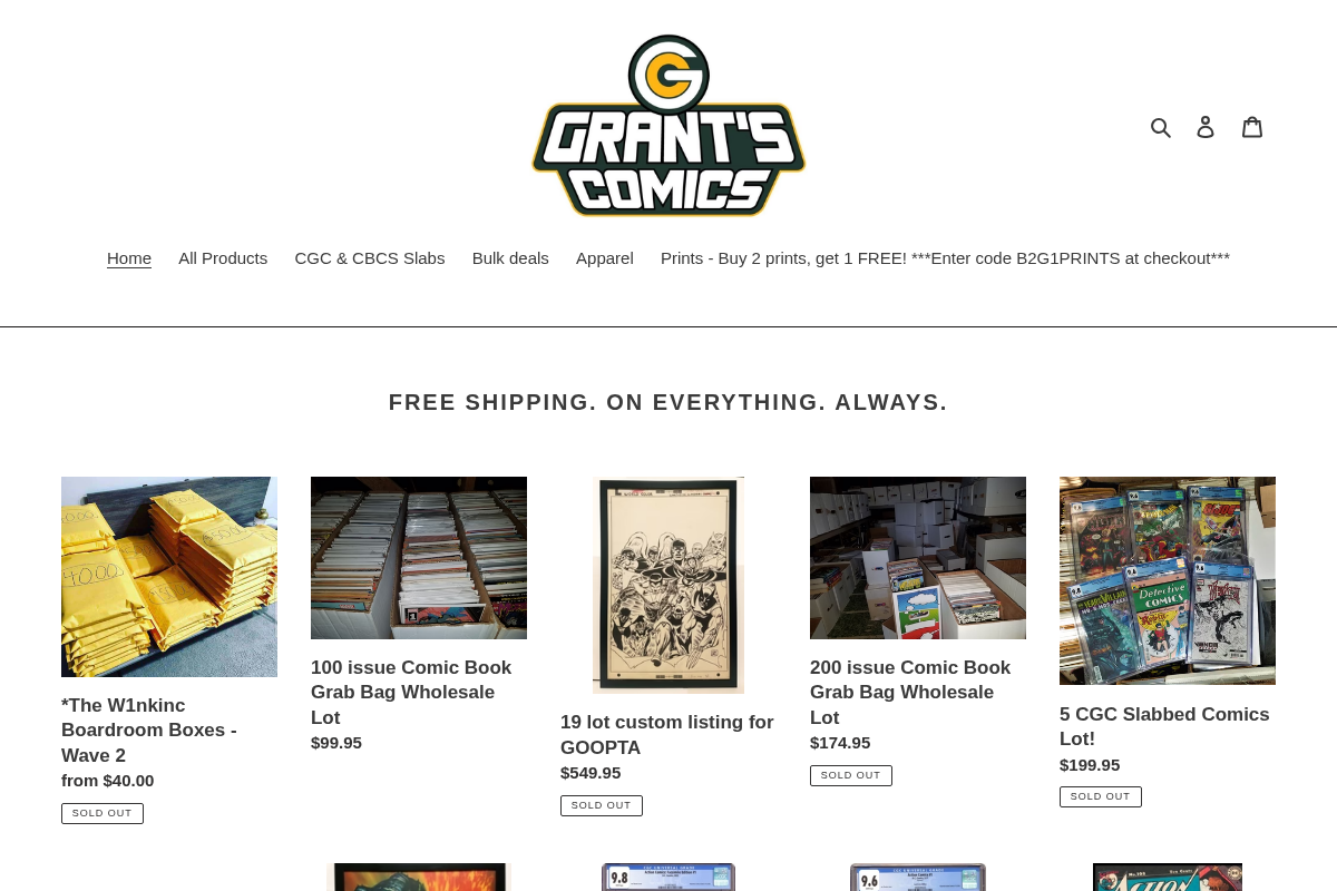 grantscomics.com homepage screenshot