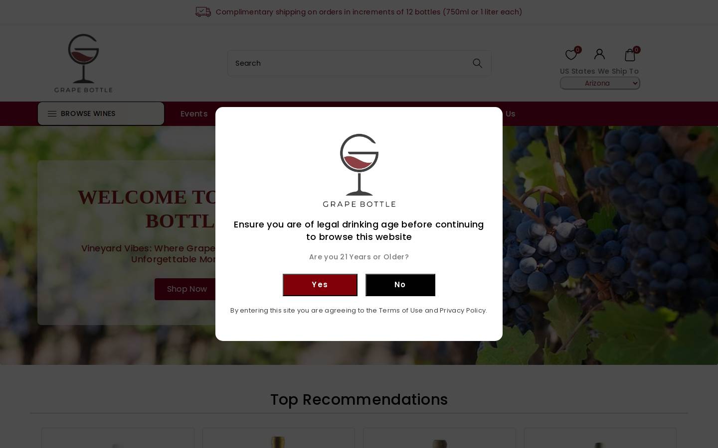 grapebottle.com homepage screenshot