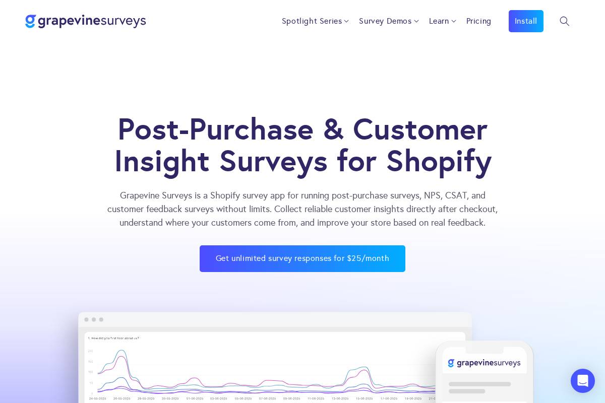 grapevine-surveys.com homepage screenshot