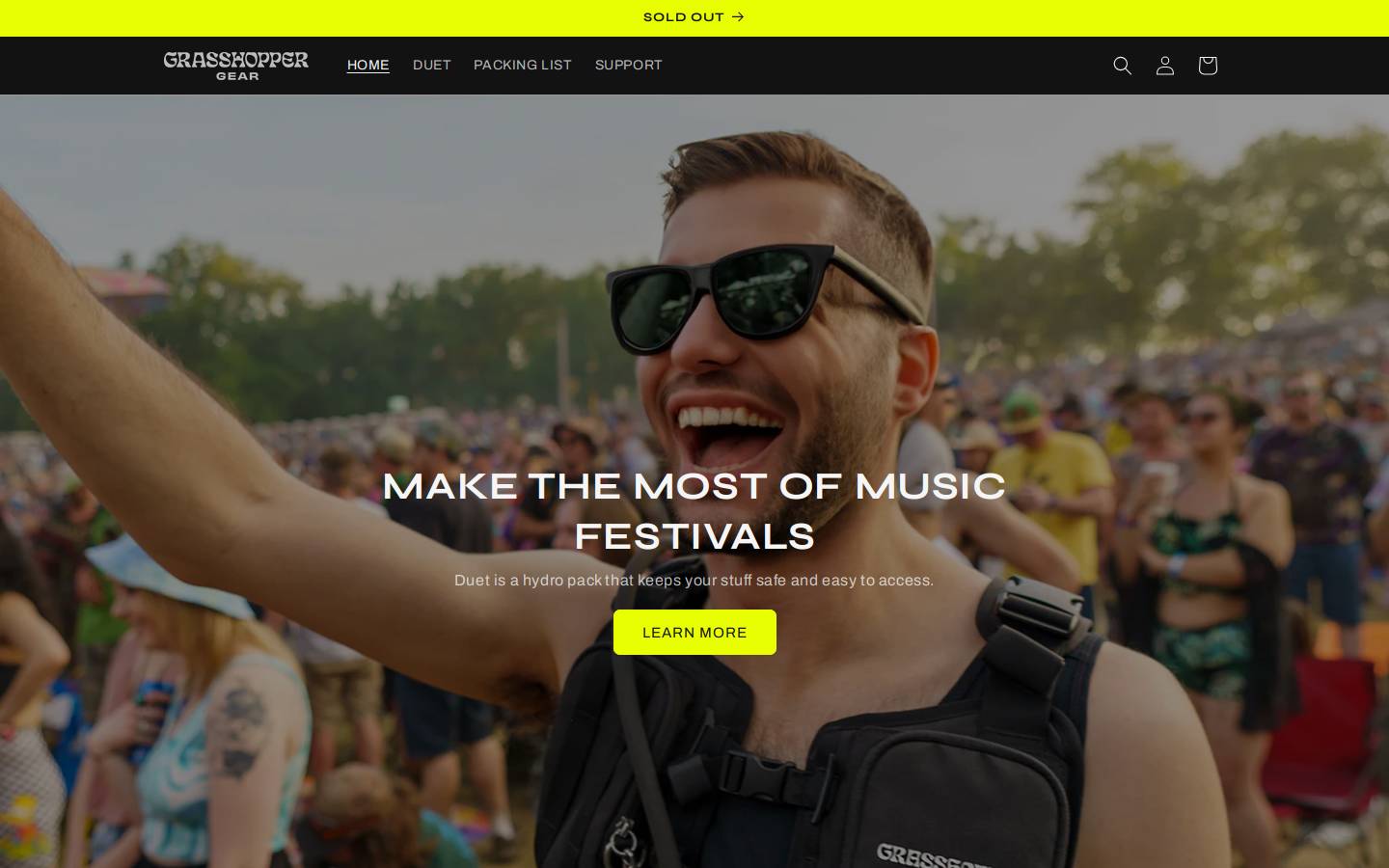 grasshopper-gear.com homepage screenshot