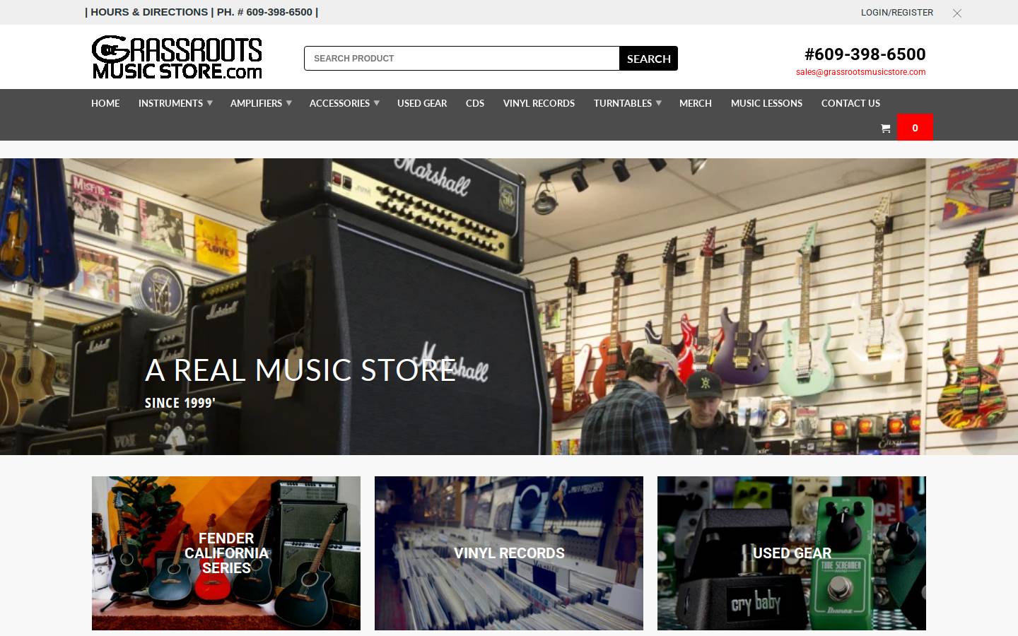 grassrootsmusicstore.com homepage screenshot