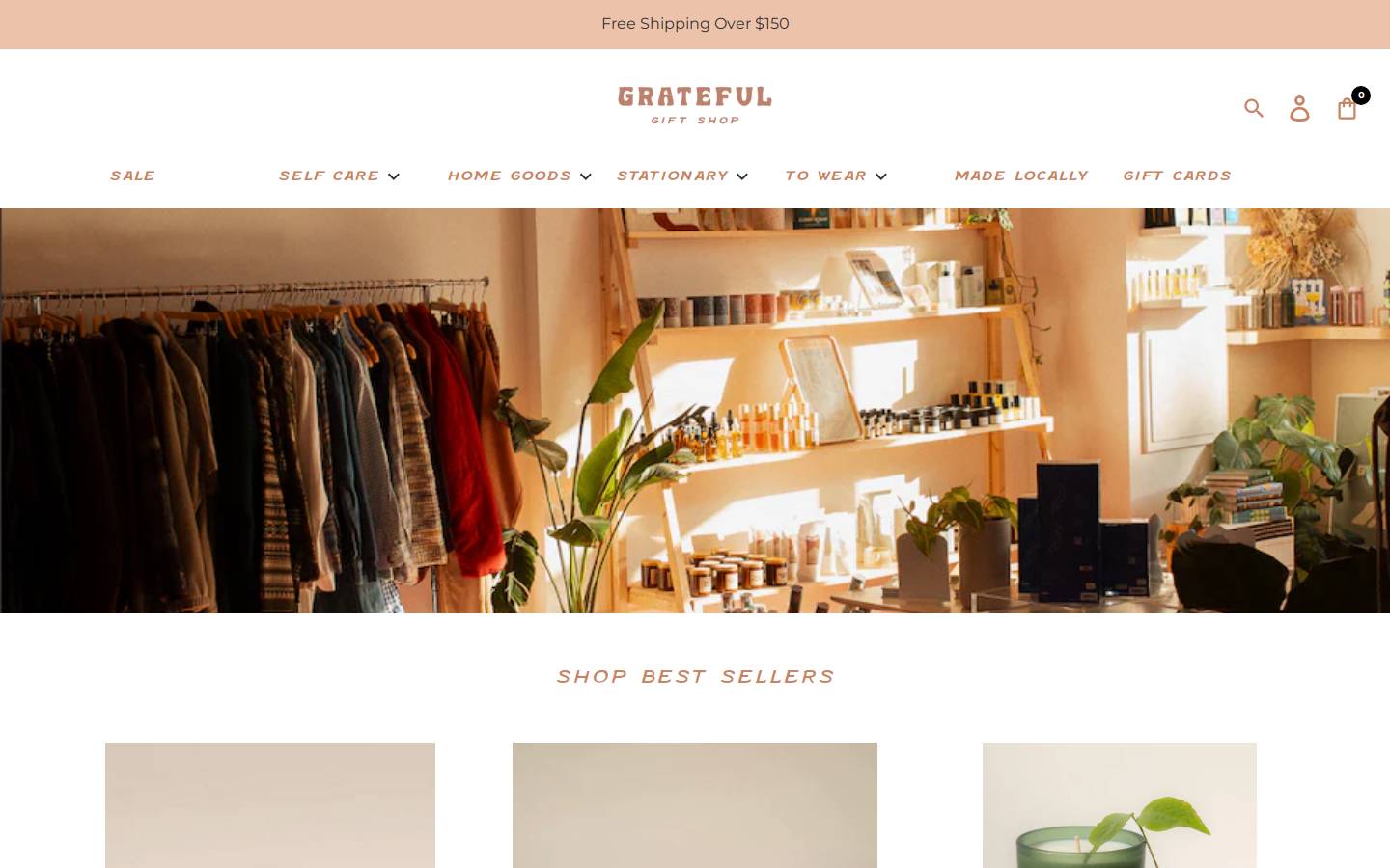 gratefulgiftshop.com homepage screenshot