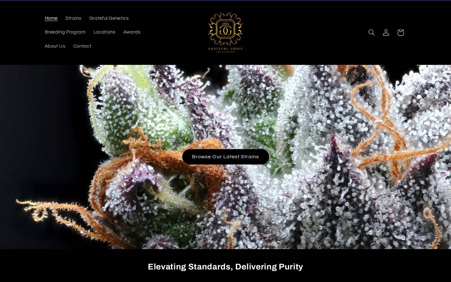 gratefulgrovecultivation.com homepage screenshot