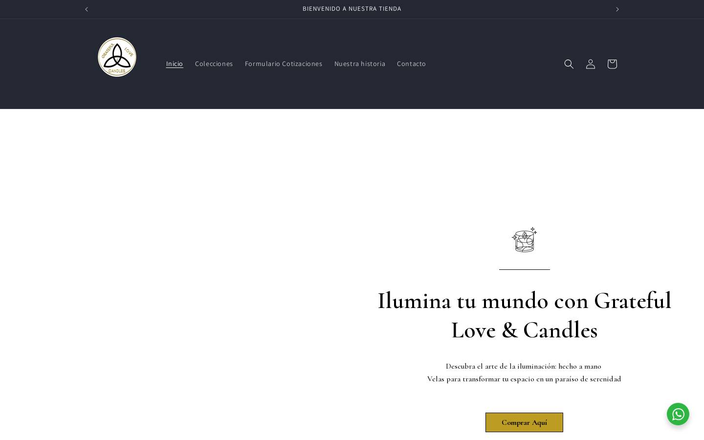 gratefullovecandles.com homepage screenshot