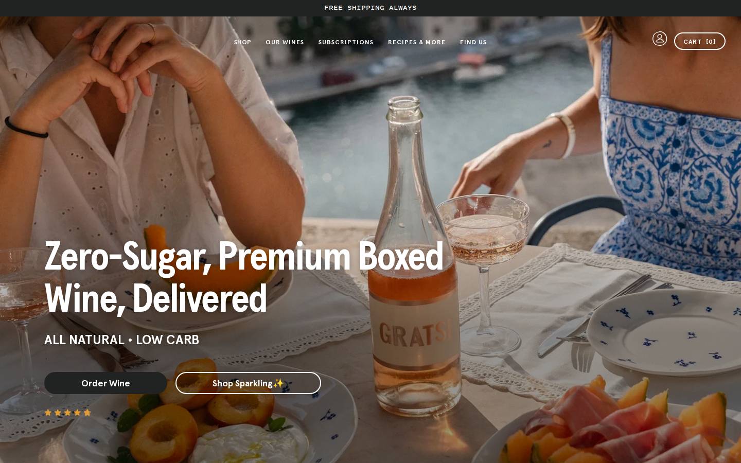 Gratsi Wine homepage screenshot