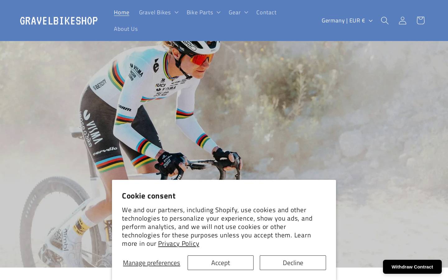 gravelbikeshop.com homepage screenshot