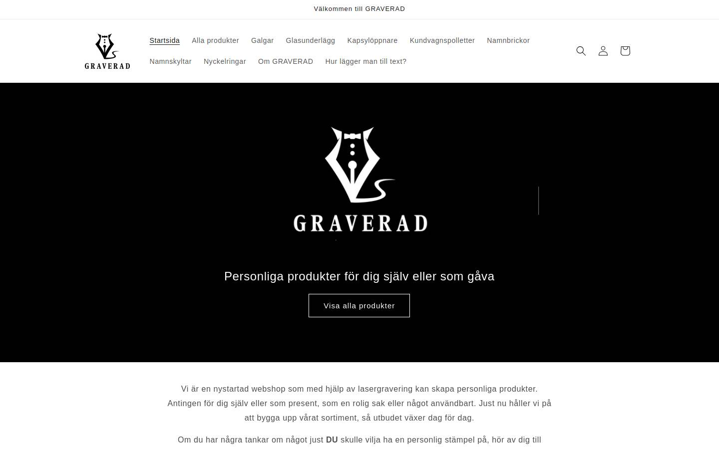 graverad.se homepage screenshot