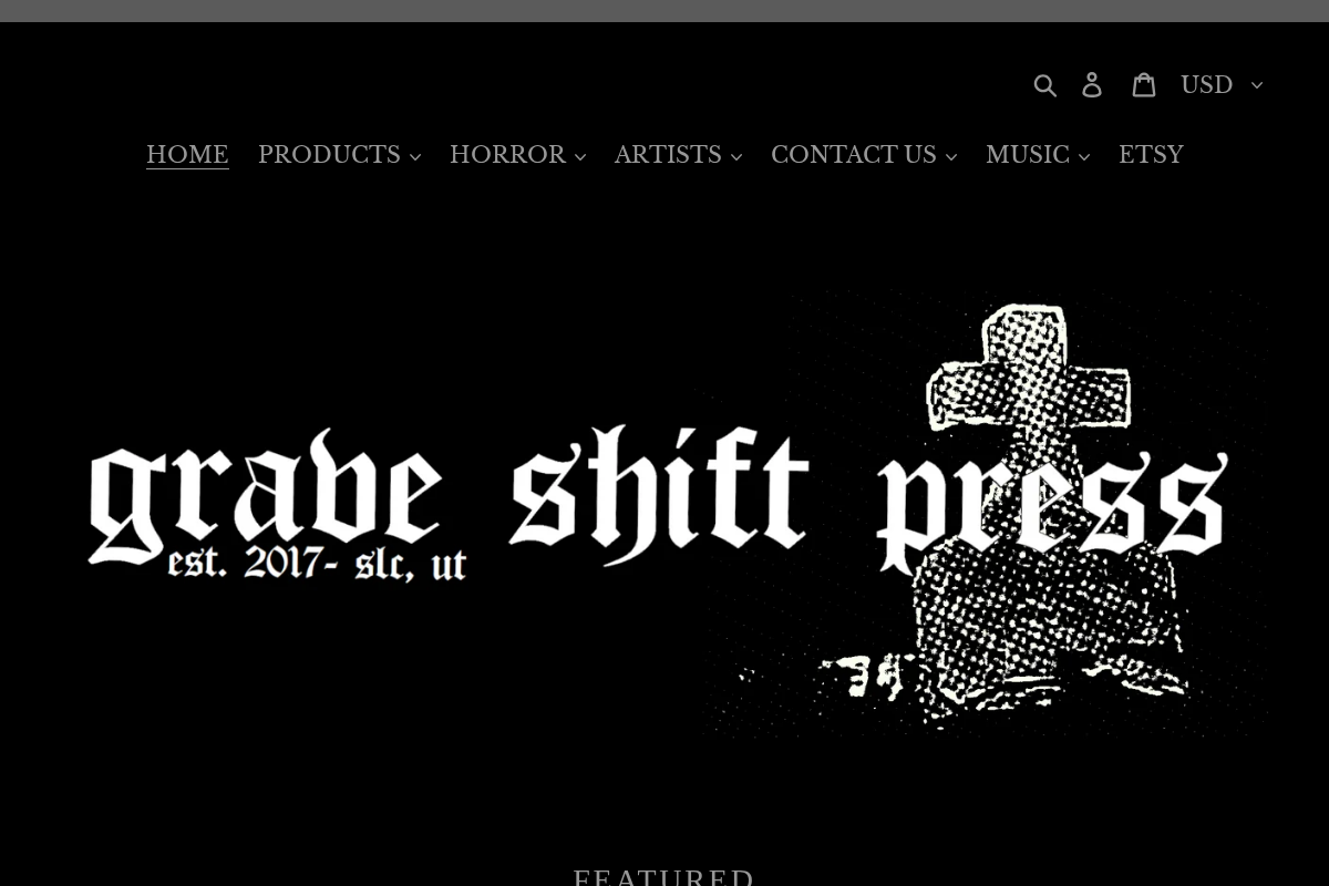 Grave Shift Press LLC homepage screenshot