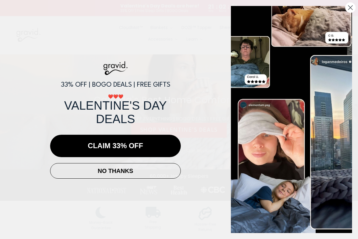 Gravid Weighted Blankets homepage screenshot