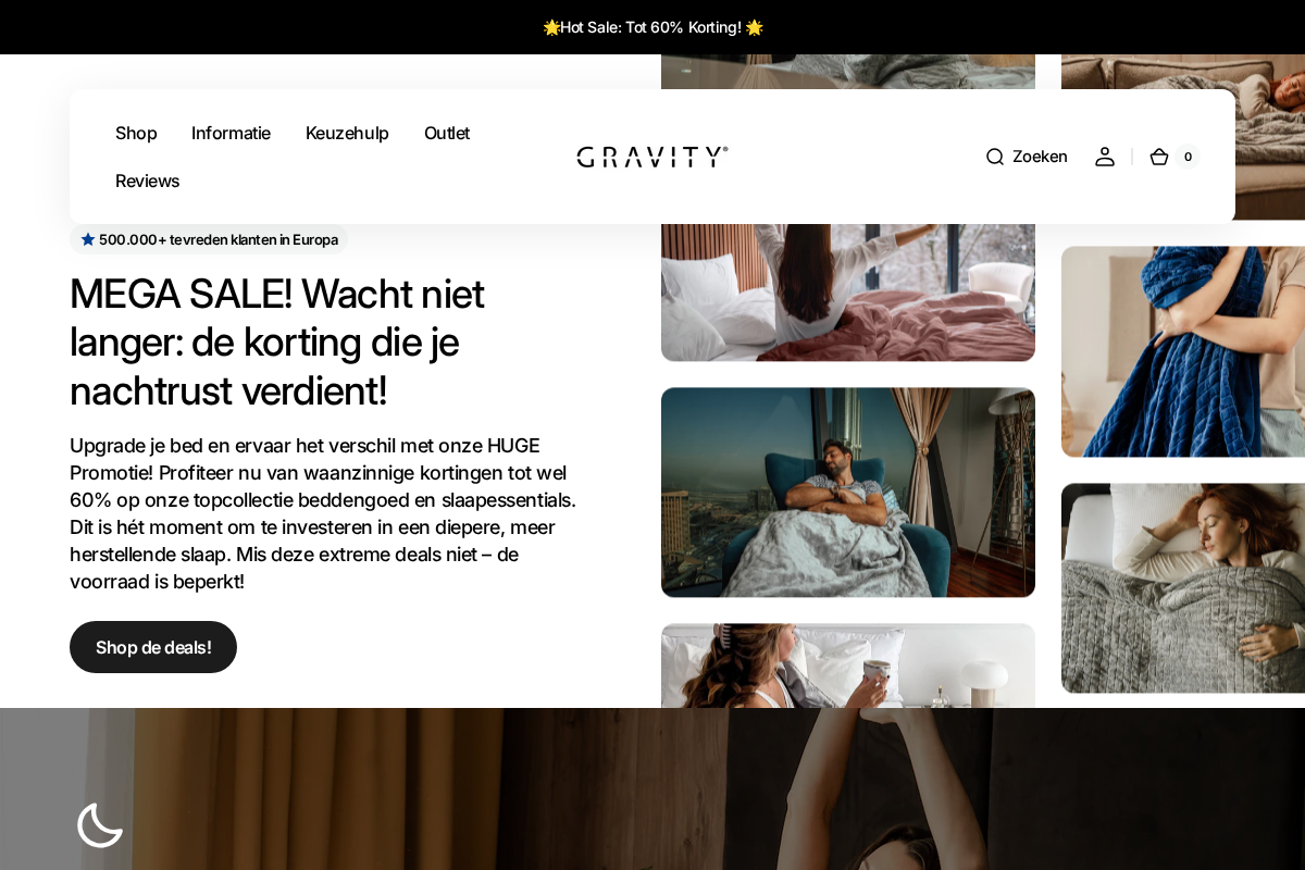 GravityBlankets® Nederland homepage screenshot