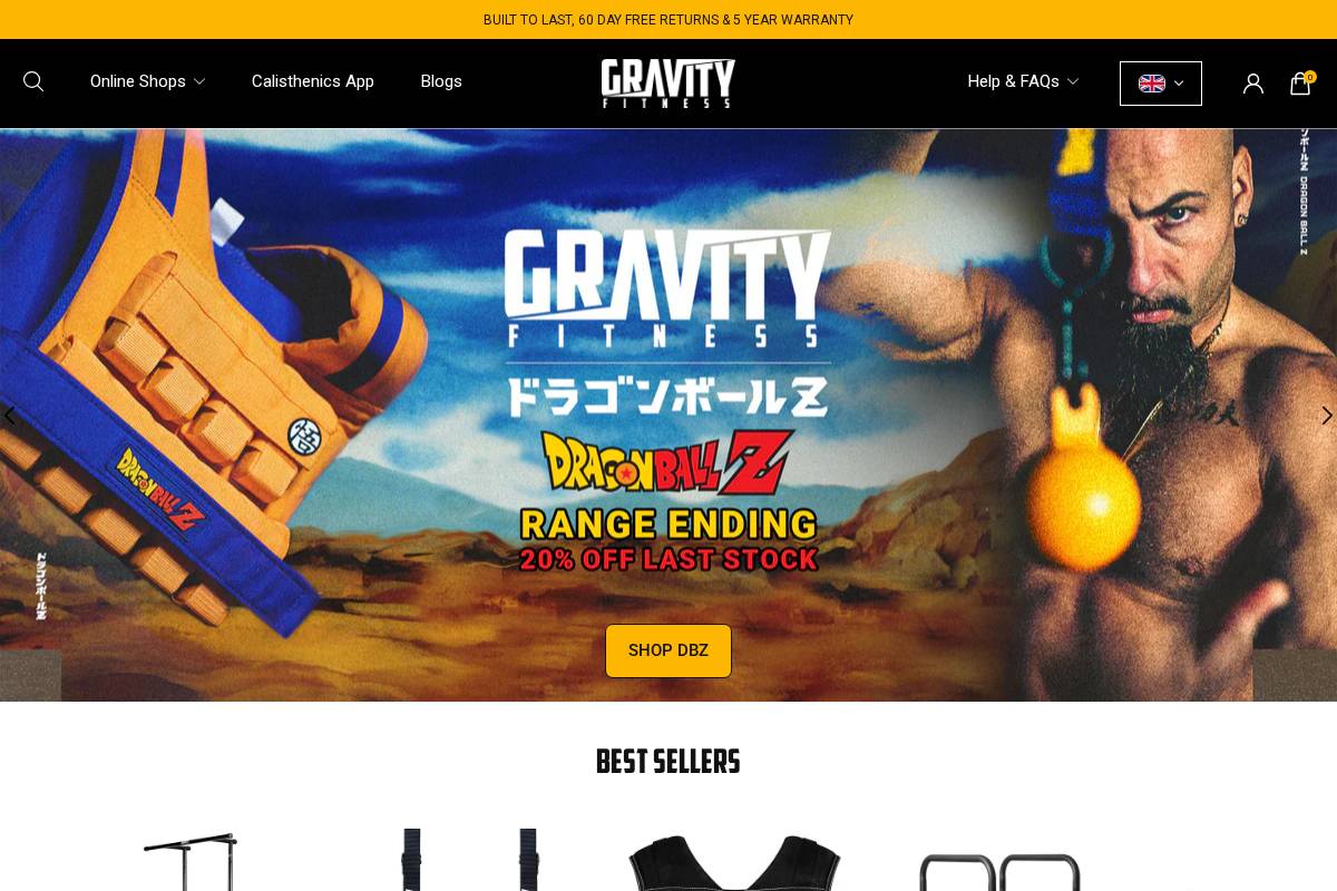 Gravity Fitness homepage screenshot