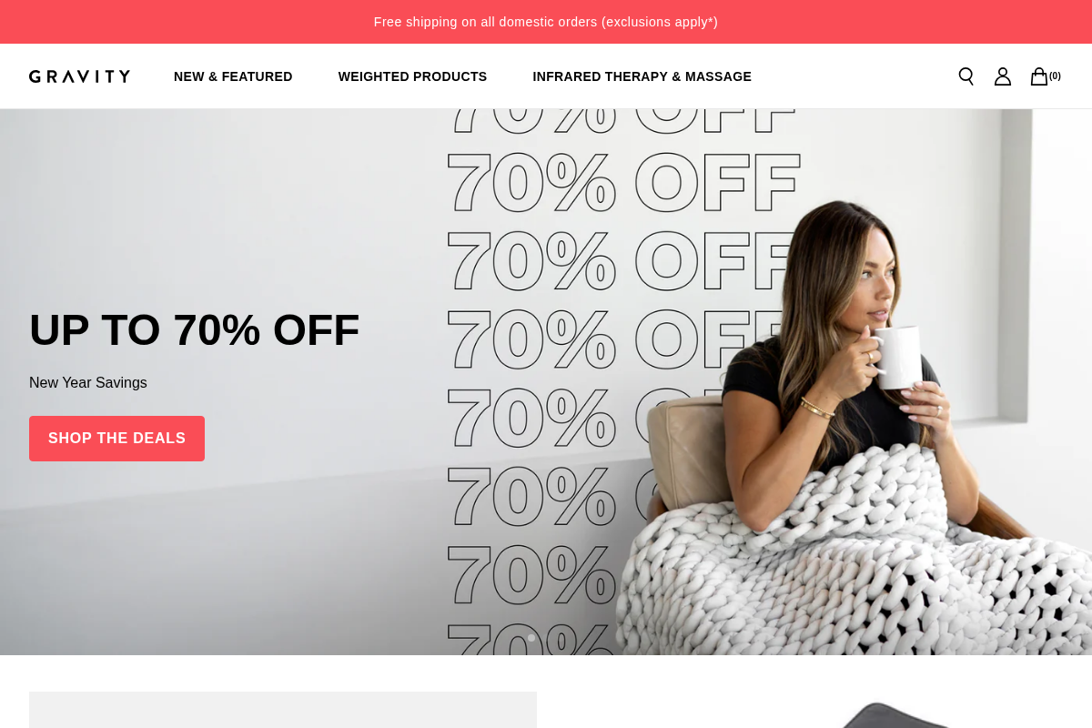 Gravity Blanket homepage screenshot