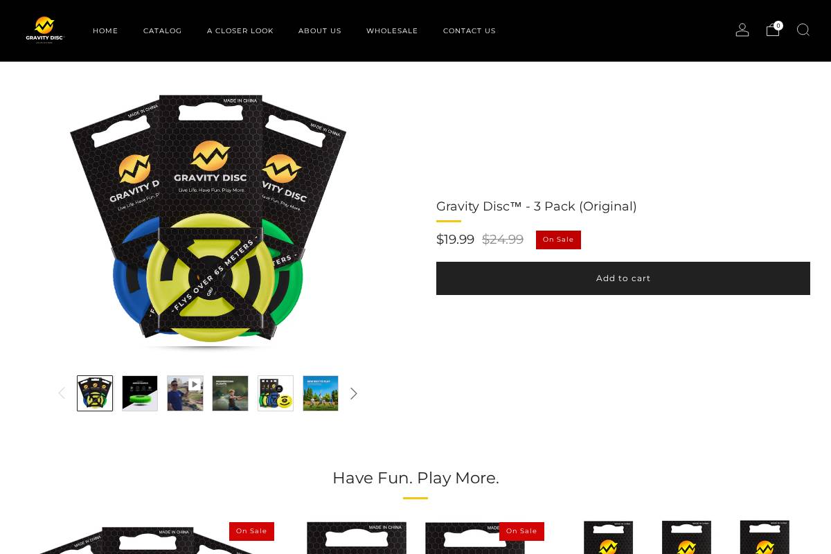 gravitydisc.com homepage screenshot