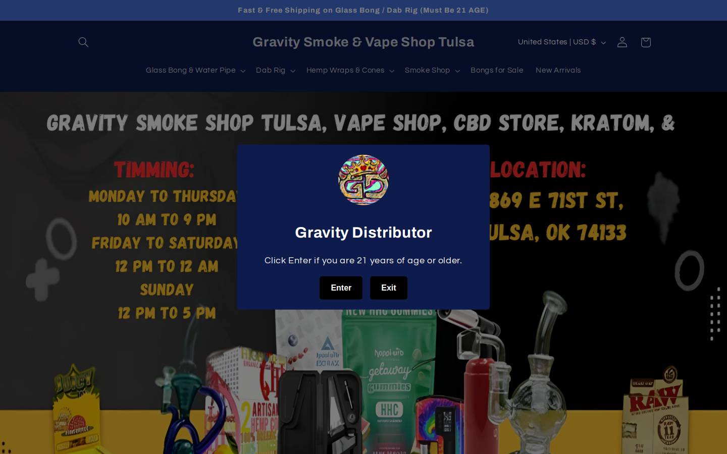 Gravity Online Water Pipe Bong Dab Rig homepage screenshot
