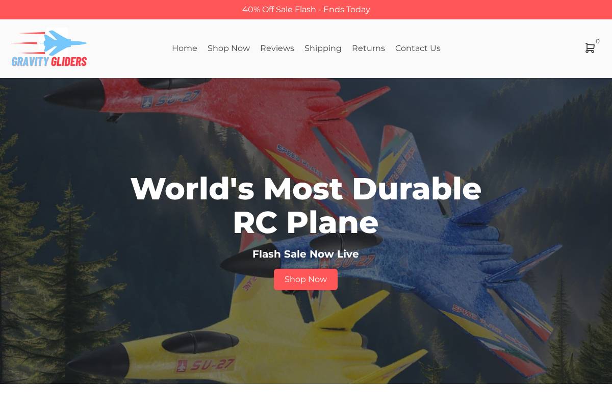 gravityglidersco.com homepage screenshot