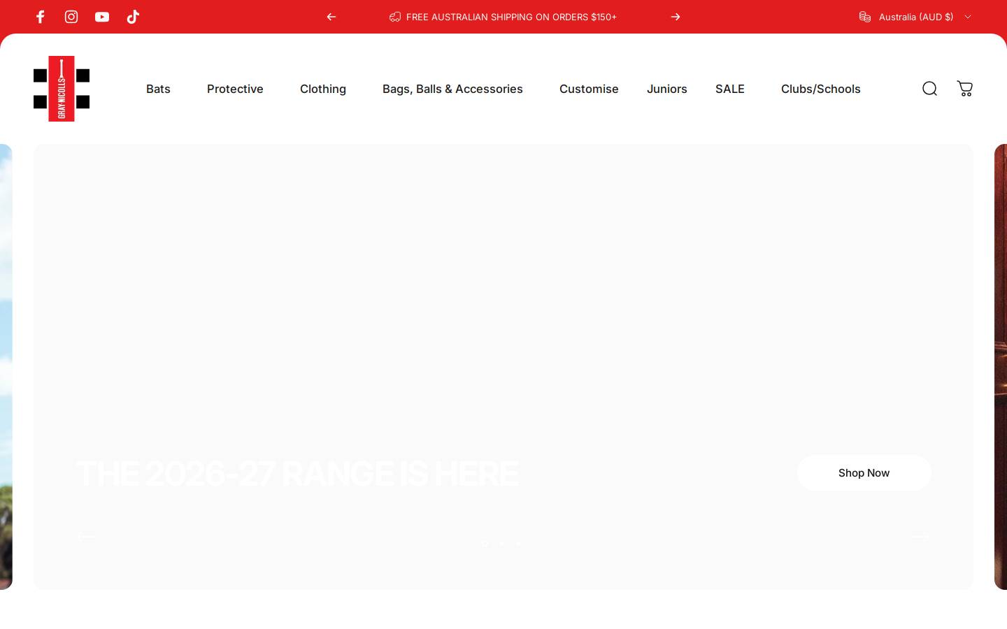gray-nicolls.com.au homepage screenshot