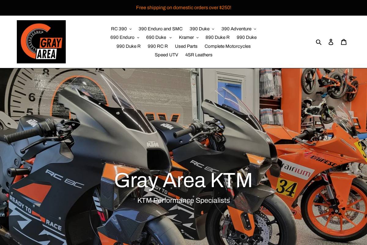 grayareaktm.store homepage screenshot