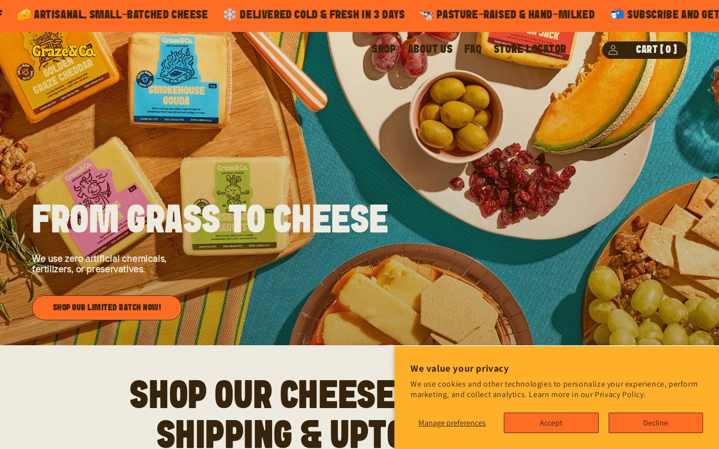 grazecheese.com homepage screenshot