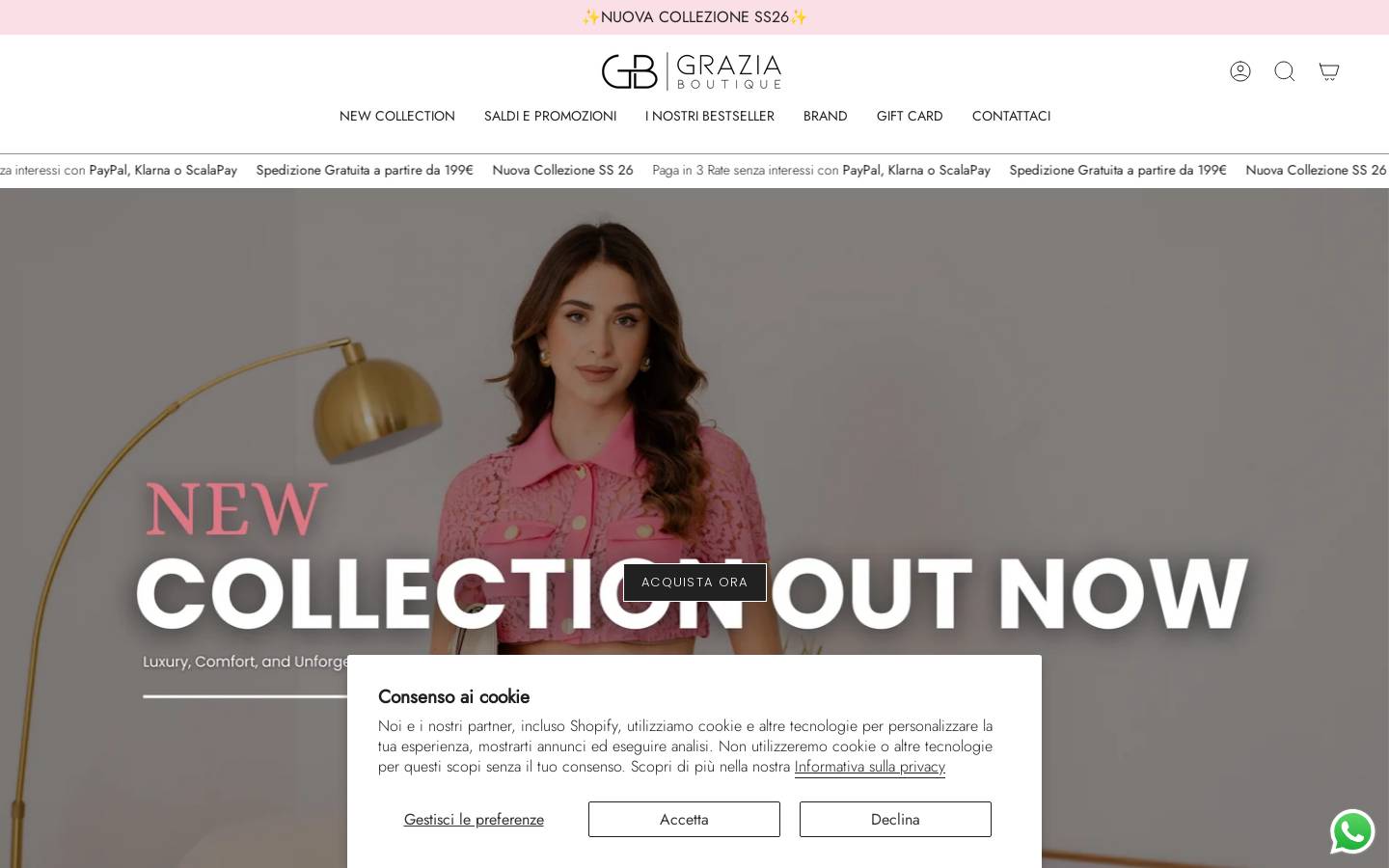 Graziaboutique homepage screenshot