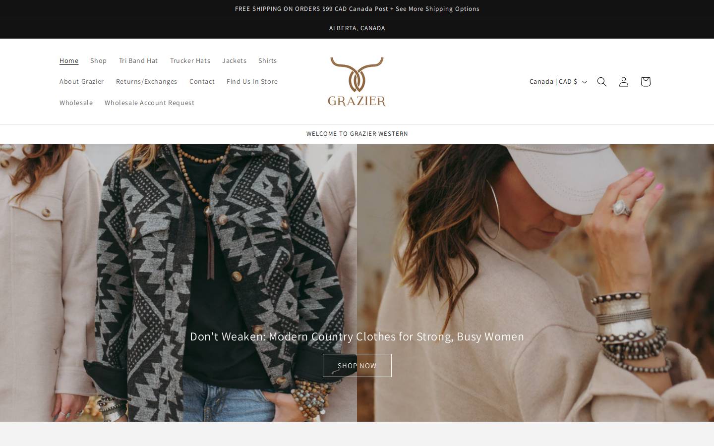 grazierwestern.com homepage screenshot