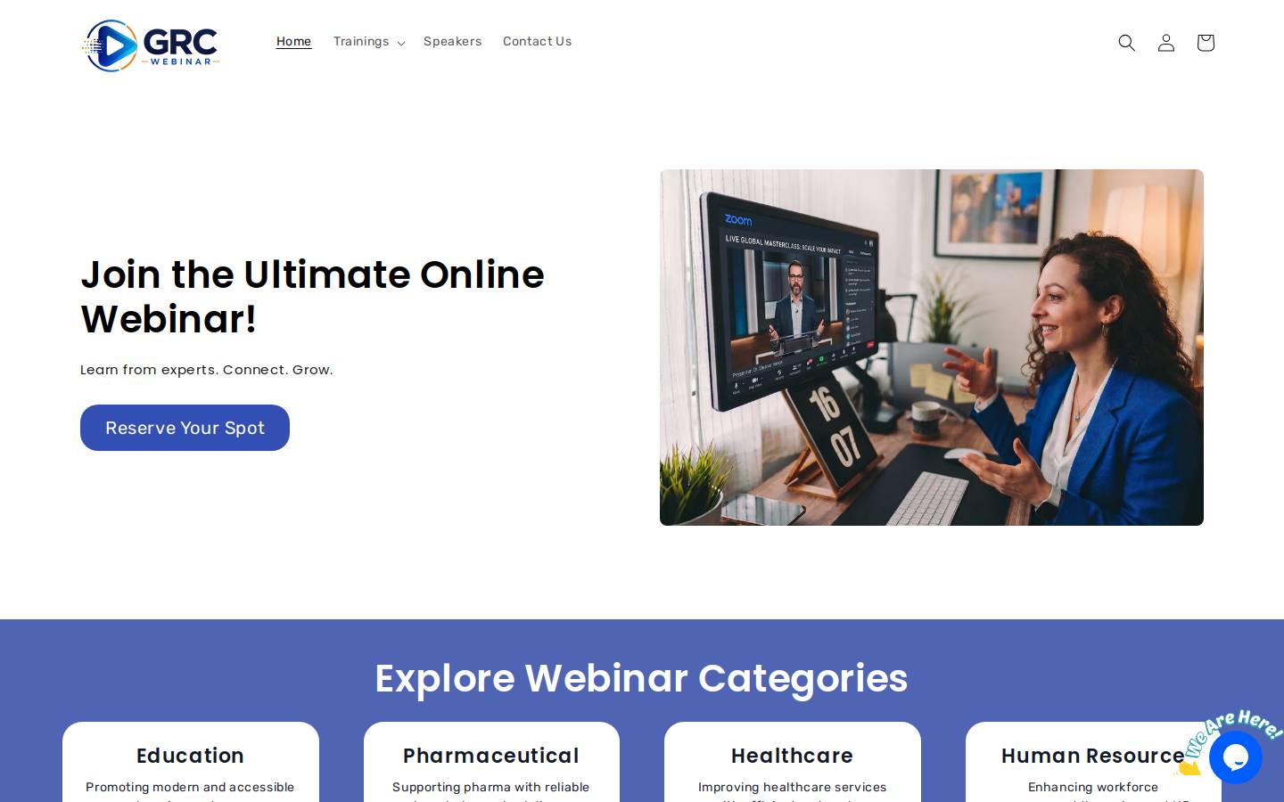 grcwebinar.com homepage screenshot