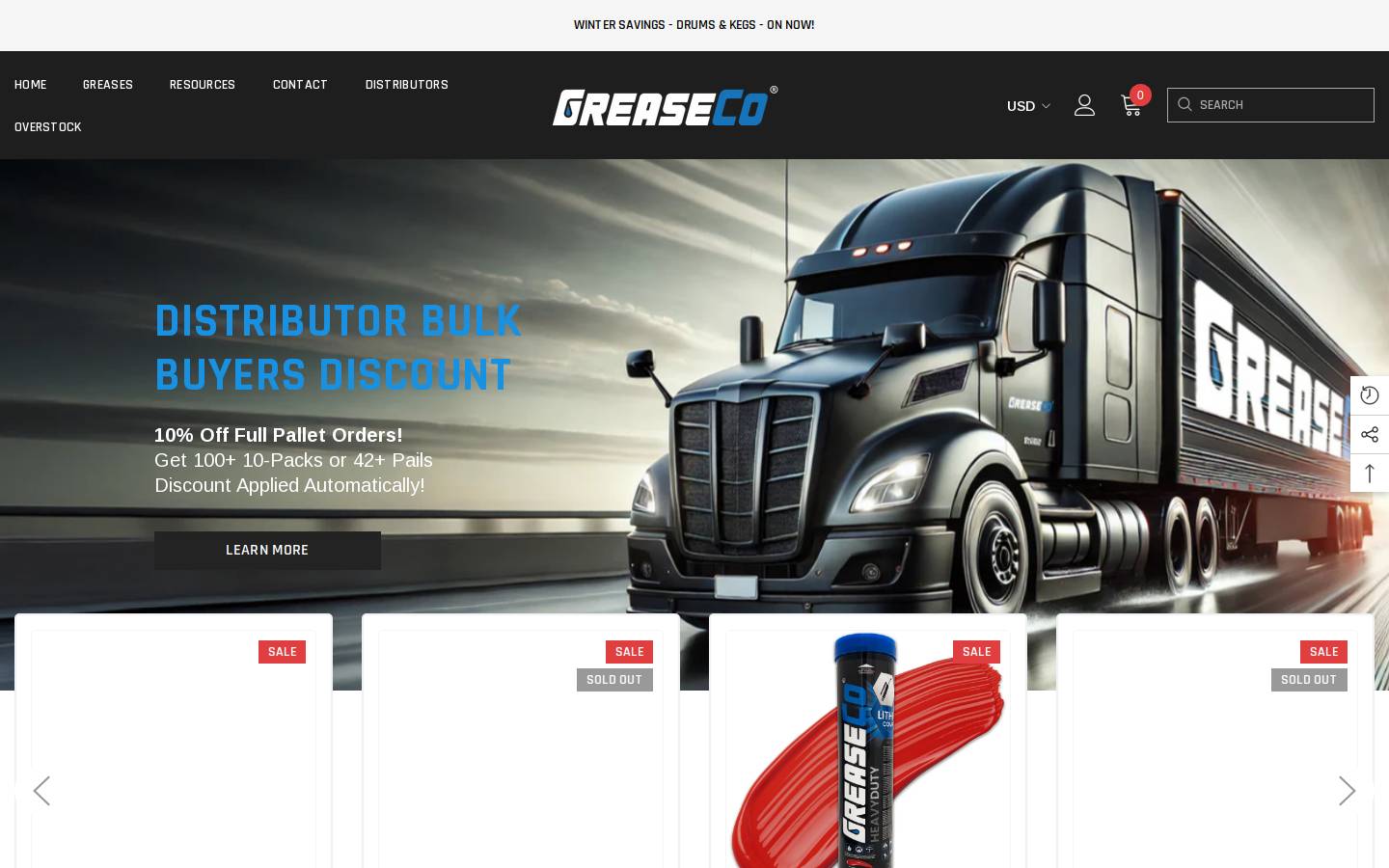 greaseco.com homepage screenshot