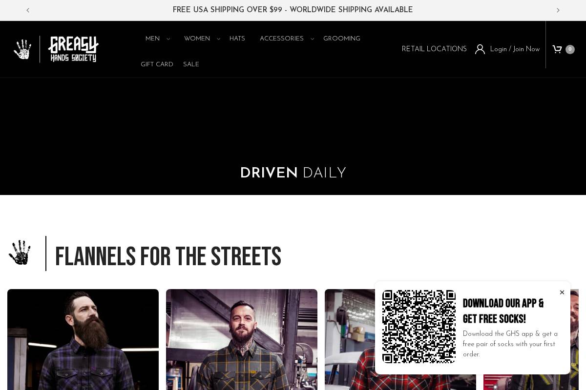 greasyhandssociety.com homepage screenshot