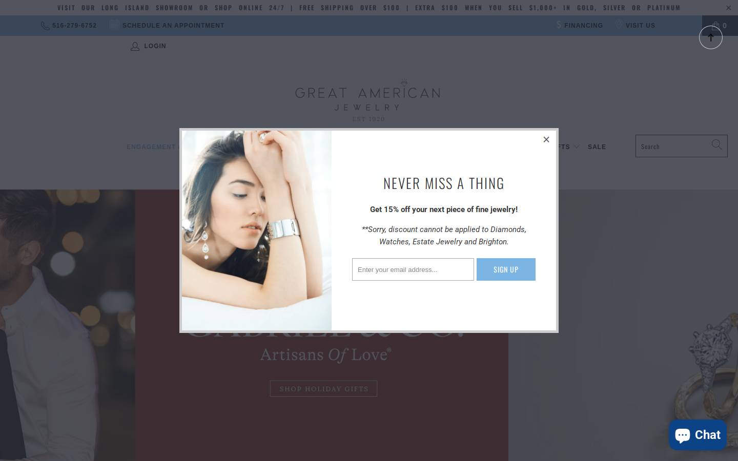 greatamericanjewelers.com homepage screenshot