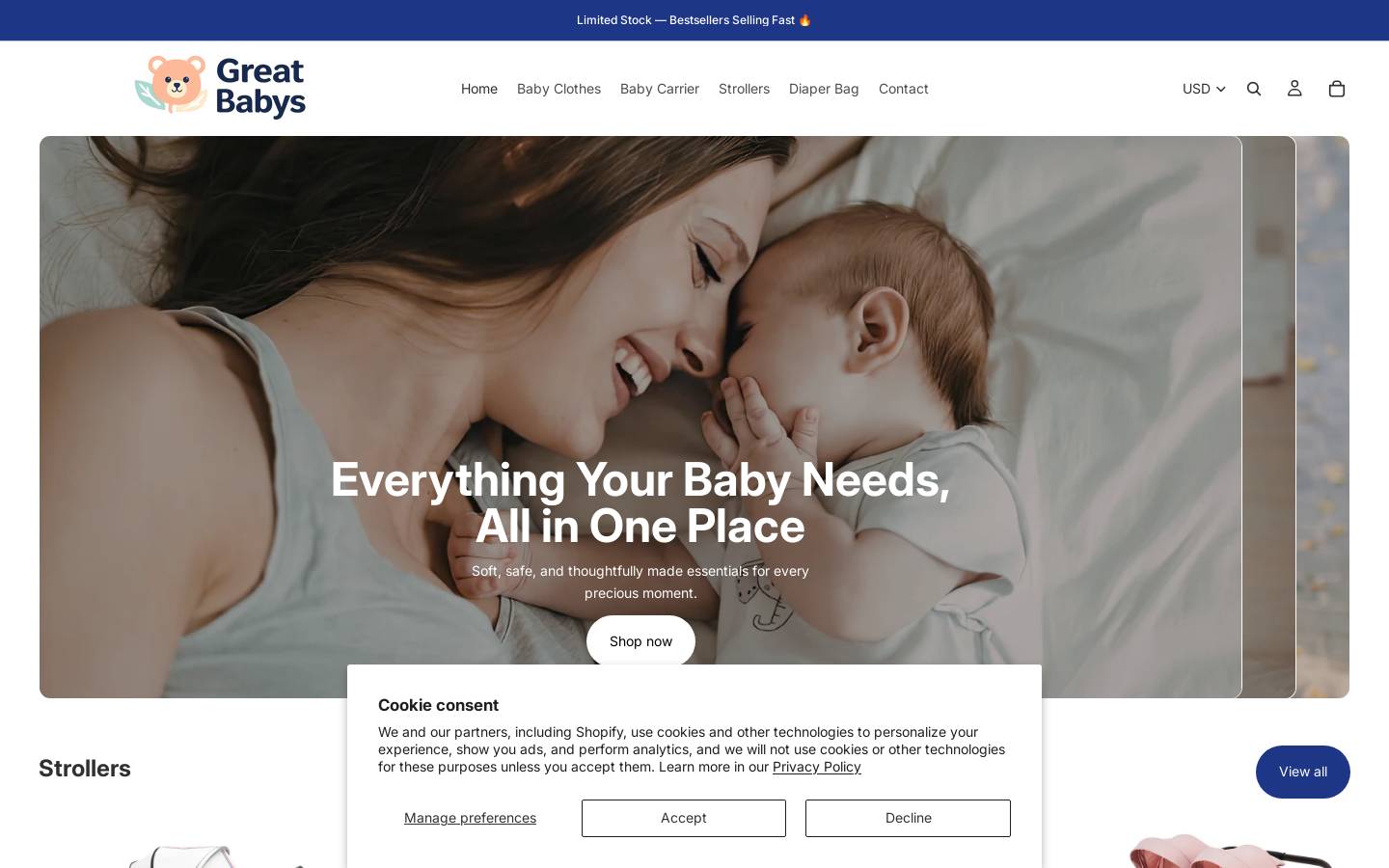 greatbabys.com homepage screenshot