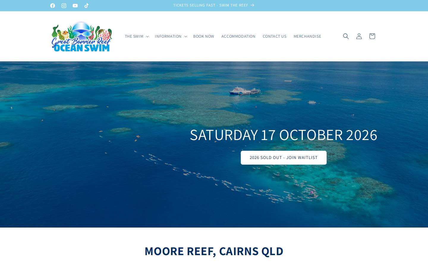 greatbarrierreefswims.com homepage screenshot