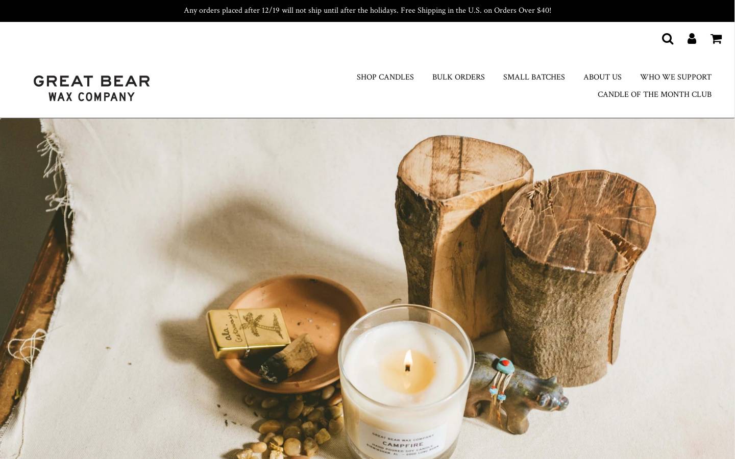 greatbearwaxco.com homepage screenshot
