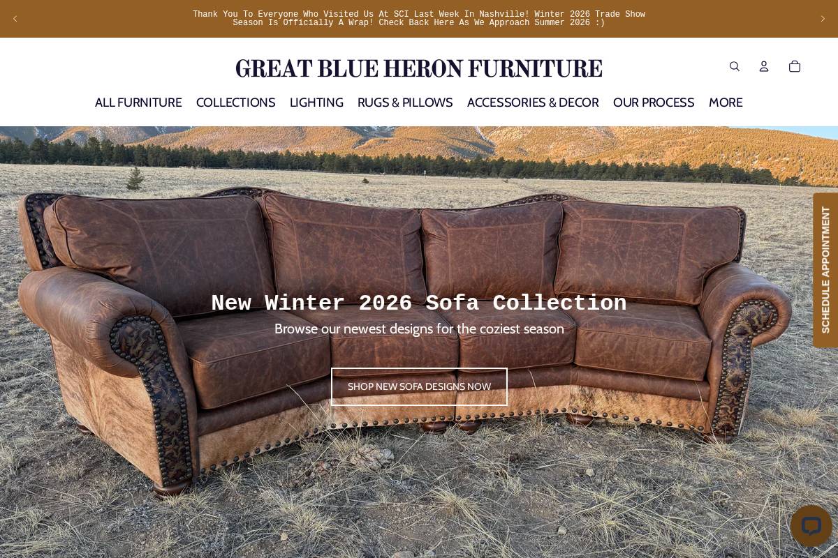 greatblueheronfurniture.com homepage screenshot