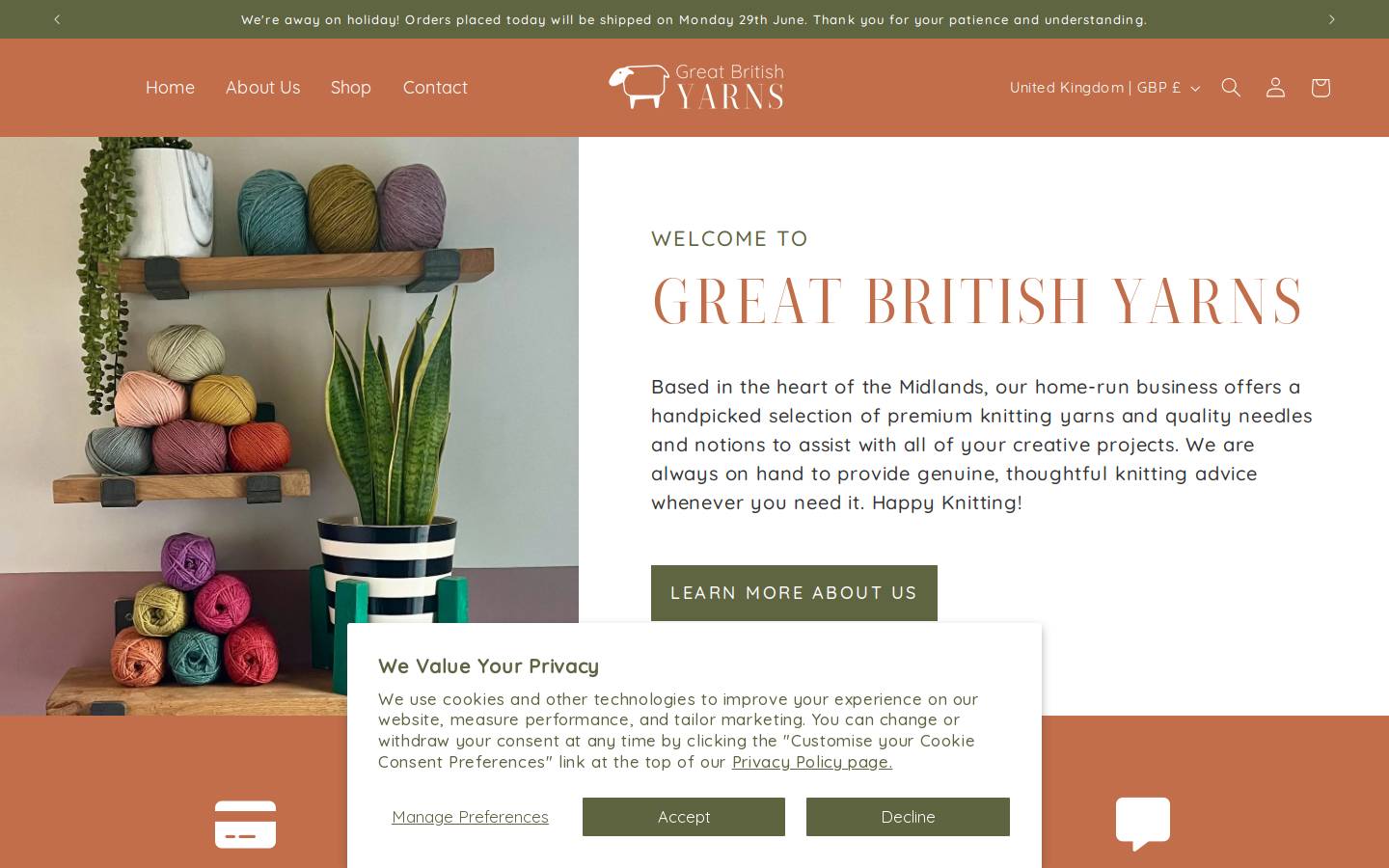 greatbritishyarns.co.uk homepage screenshot