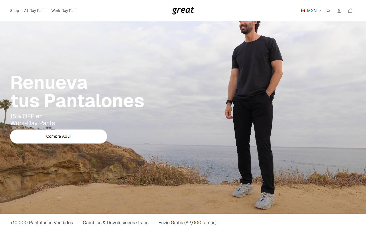 greatclothingmx.com homepage screenshot