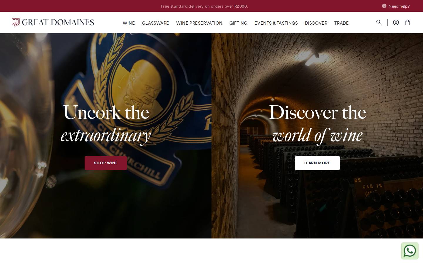 greatdomaines.co.za homepage screenshot