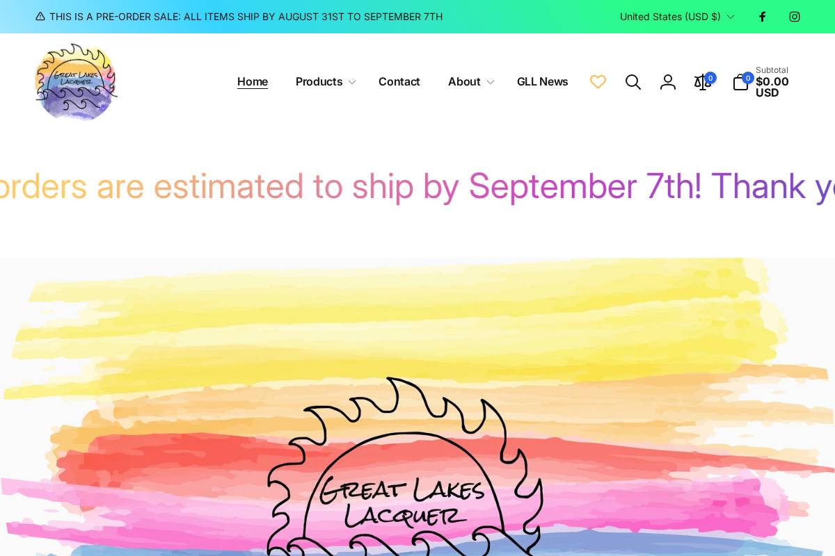greatlakeslacquer.com homepage screenshot