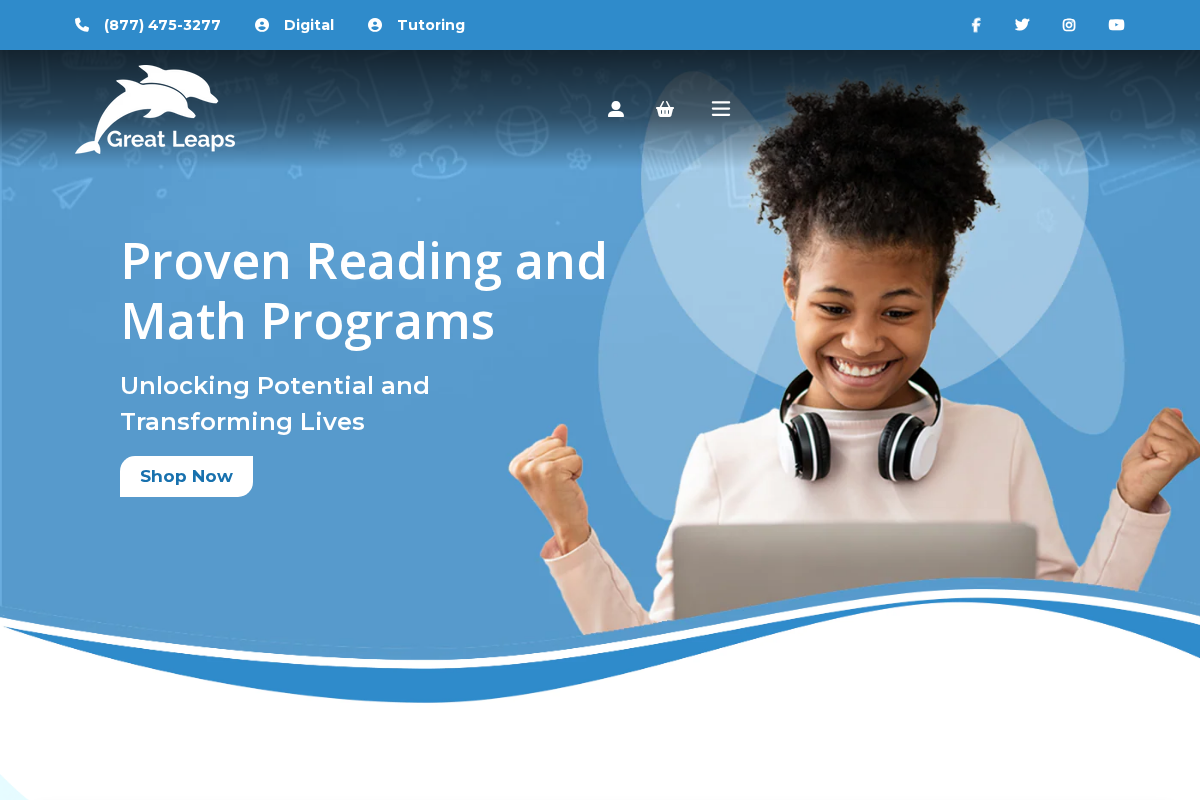 Great Leaps Reading homepage screenshot