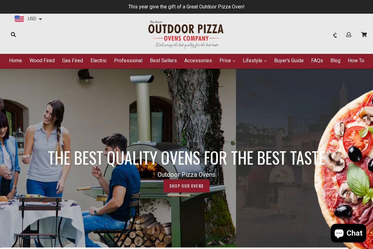 greatoutdoorpizzaovens.com homepage screenshot