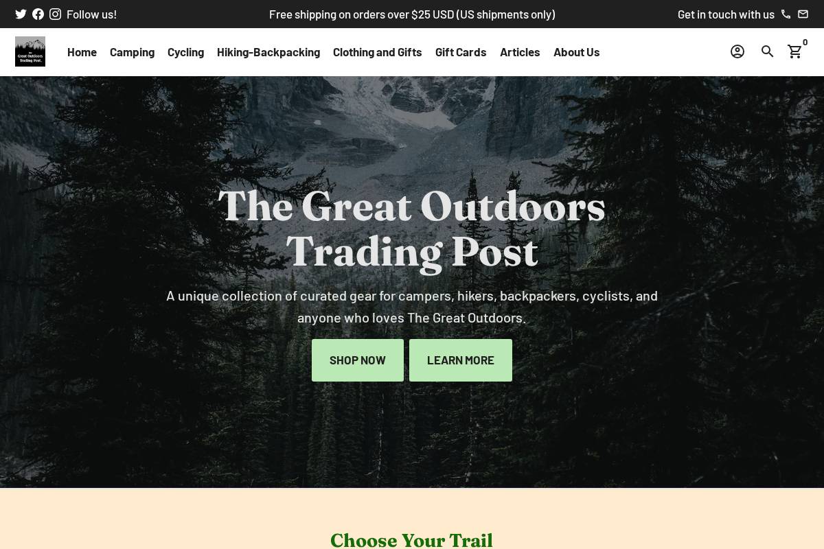 greatoutdoorstradingpost.com homepage screenshot