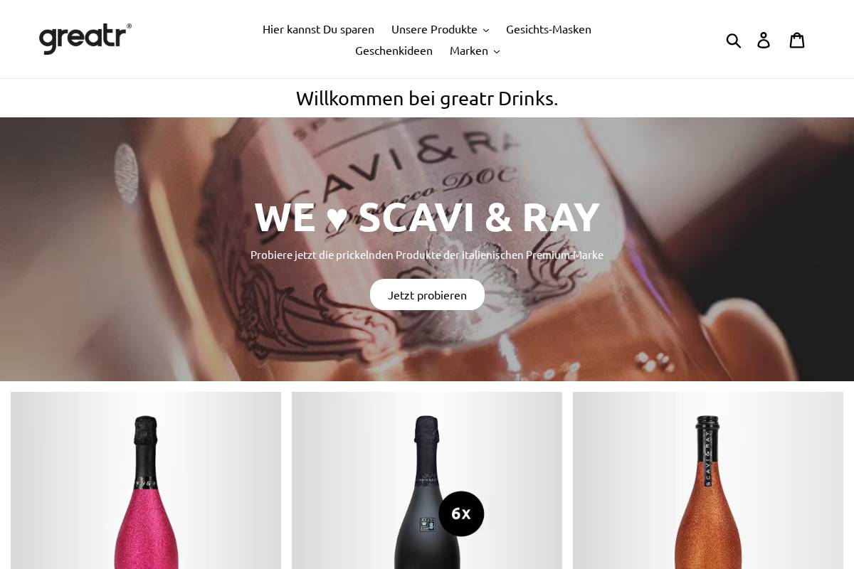Greatr Drinks homepage screenshot