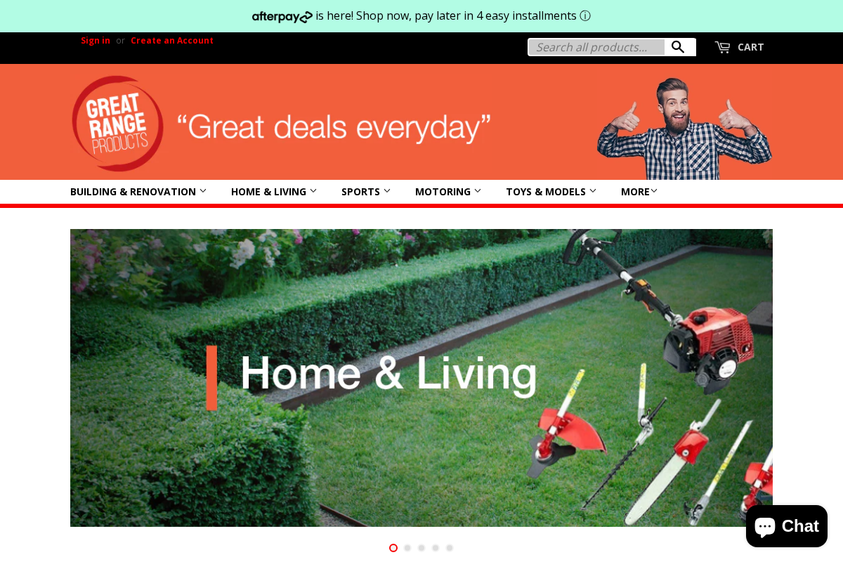 Great Range Products homepage screenshot