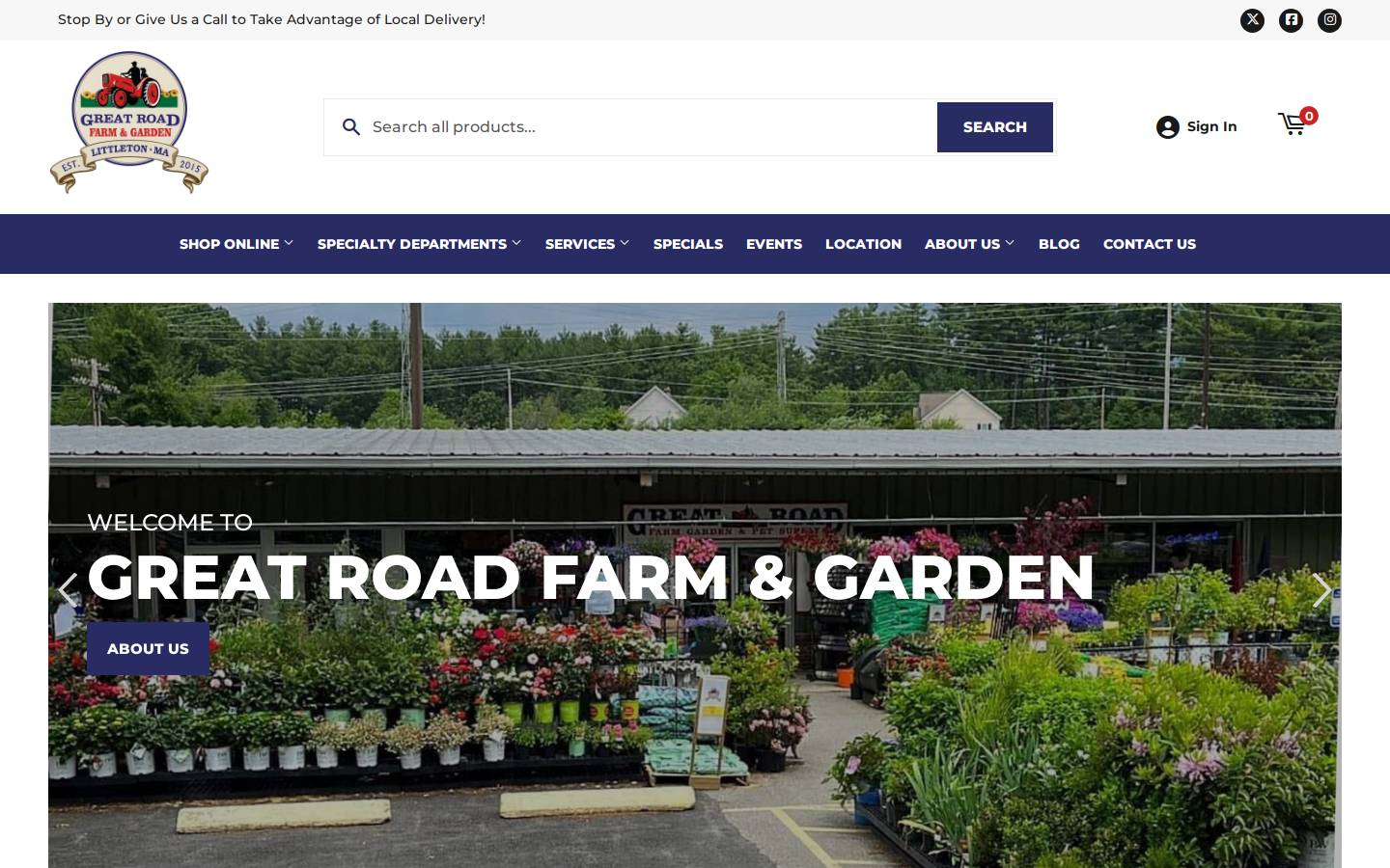 greatroadfarmandgarden.com homepage screenshot