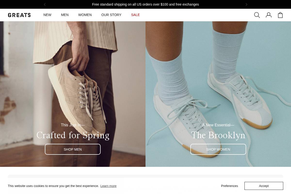 Greats homepage screenshot